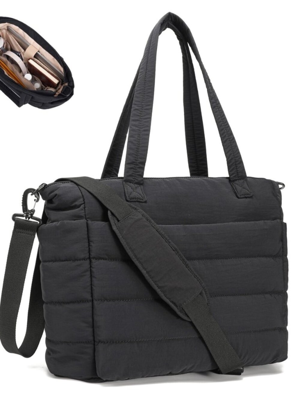 Puffer Tote Bag for Women Work Lightweight Puffy Quilted Tote Laptop